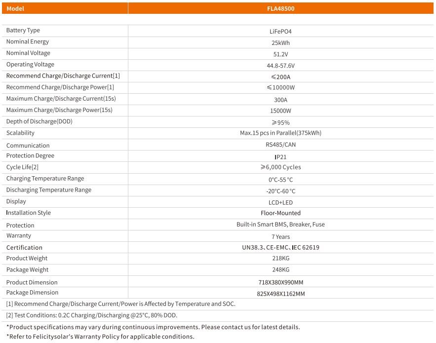 Ficha Tecnica Batería Felicity FLA48500