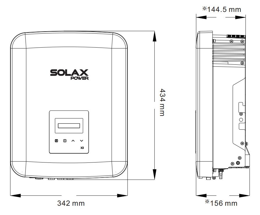 Tamaño del inversor SolaX X3 MIC Generación 2